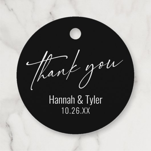 Eenvoudig modern handschrift zwart bedankt bedankjes labels (Achterkant)