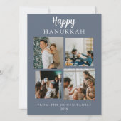 Eenvoudig Modern Happy Chanoeka Elegant 4 Foto Feestdagenkaart (Voorkant)