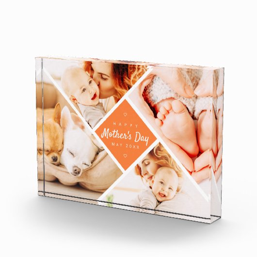 Eenvoudig Modern Happy Moederdag Custom Fotoblokken (Rechts)