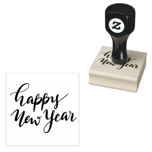 Eenvoudig modern | Happy New Year Casual script Rubberstempel (Gestempeld)