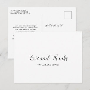 Eenvoudig modern hedendaags huwelijk bedankt briefkaart