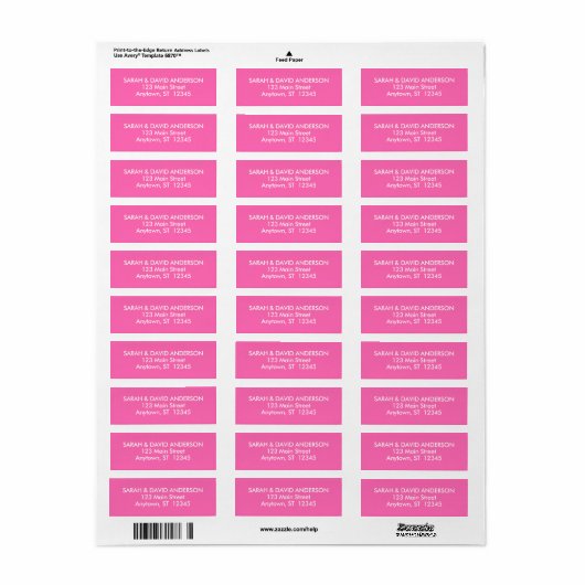 Eenvoudig Modern Heet Roze Terugkeeradresetiket Etiket (Full Sheet)