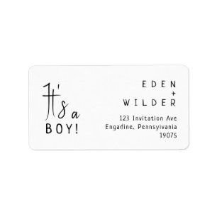Eenvoudig Modern Het is een Boy RSVP Retouradres Etiket