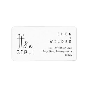Eenvoudig Modern Het is een meisje RSVP-adres Etiket