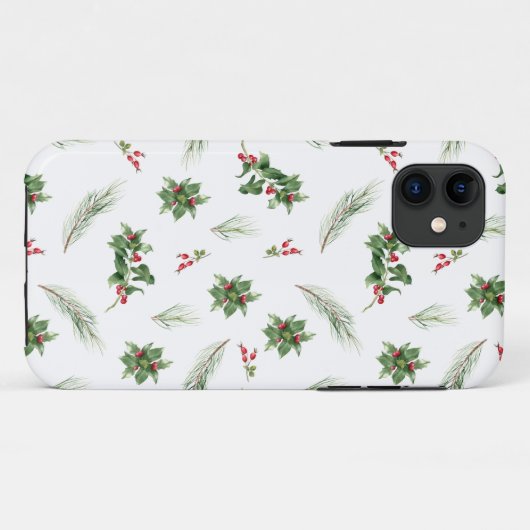 Eenvoudig modern Holly Berry-kerstpatroon Case-Mate iPhone Case (Achterkant (horizontaal))