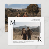 Eenvoudig modern Initiaal monogram met foto Save The Date (Voorkant / Achterkant)