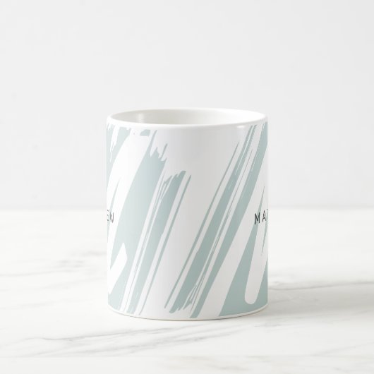 Eenvoudig Modern Initiaal & Naam Sage Groen & Wit Koffiemok (Center)