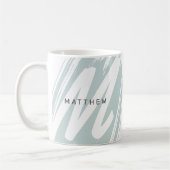 Eenvoudig Modern Initiaal & Naam Sage Groen & Wit Koffiemok (Links)