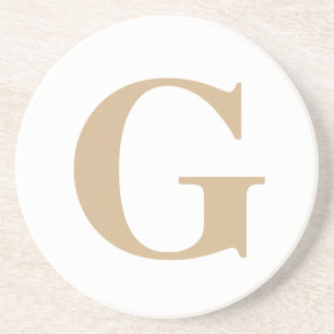 Eenvoudig modern Initiaal wit en beige Zandsteen Onderzetter