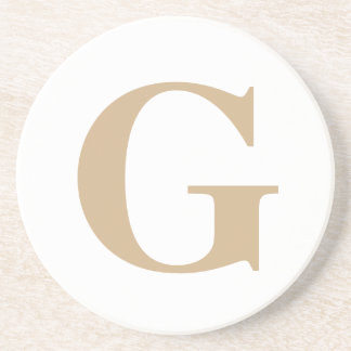 Eenvoudig modern Initiaal wit en beige Zandsteen Onderzetter