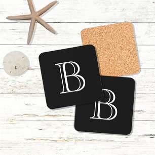Eenvoudig Modern Initieel Chic Letter Zwart en Wit Bier Onderzetter