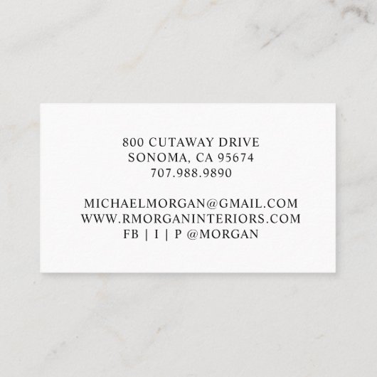 Eenvoudig Modern Interieur Designer Script Busines Visitekaartje (Achterkant)