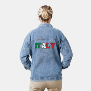 Eenvoudig Modern Italië Nationale Vlag Kleding Denim Jacket