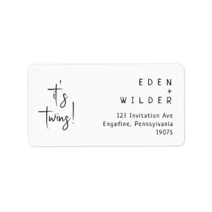 Eenvoudig Modern It's Twins RSVP-retouradres Etiket