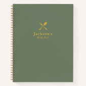 Eenvoudig modern kaki en goud monogram recept notitieboek (Voorkant)