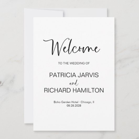 Eenvoudig modern kalligrafie bruiloft programma (Voorkant)