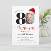 Eenvoudig modern kerstfeest 80e verjaardag kaart (Staand voorkant)