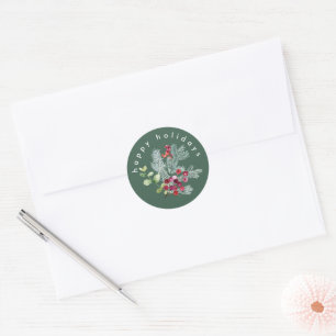 Eenvoudig Modern Kerstfeest Sneeuw Groen Ronde Sticker