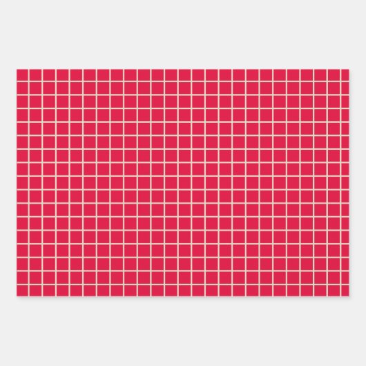 Eenvoudig modern kerstrood rasterpatroon inpakpapier vel (Voorkant)