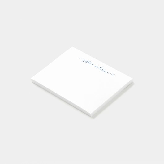 Eenvoudig modern klassiek legant blauw Navy Script Post-it® Notes (Schuin)