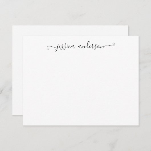 Eenvoudig, modern, klassiek zwart grijs script notitiekaartje (Voorkant / Achterkant)