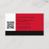 Eenvoudig Modern Kleurenblok Rood Wit en Zwart Visitekaartje (Achterkant)