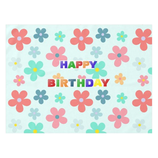 Eenvoudig Modern Kleurrijk Daisy bloemen verjaarda Tafelkleed (Voorkant (Horizontaal))