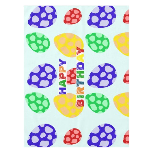 Eenvoudig Modern kleurrijk dino ei verjaardagsfees Tafelkleed (Voorkant)