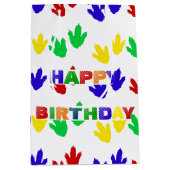 Eenvoudig Modern kleurrijk Paw dino verjaardagsfee Medium Cadeauzakje (Voorkant)