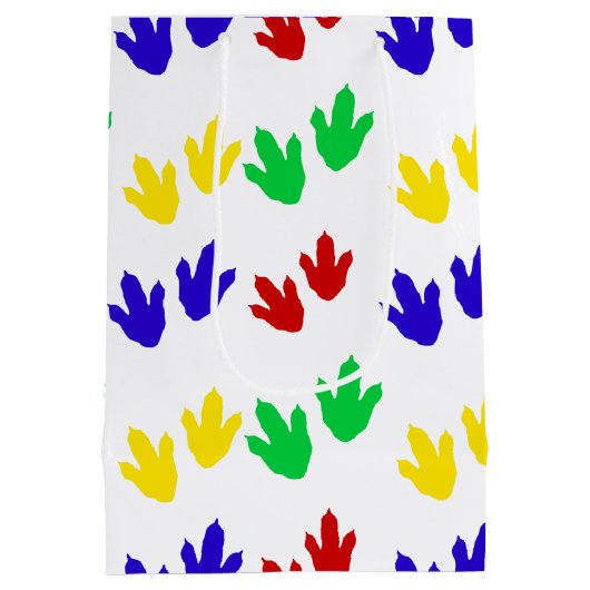 Eenvoudig Modern kleurrijk Paw dino verjaardagsfee Medium Cadeauzakje (Achterkant)