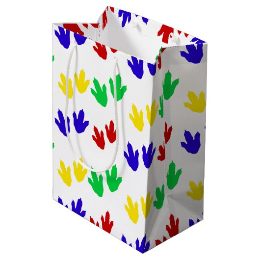 Eenvoudig Modern kleurrijk Paw dino verjaardagsfee Medium Cadeauzakje (Achterkant Gekanteld)