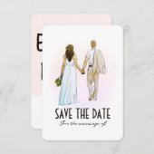 Eenvoudig modern koppel Flat Save The Date Kaart (Voorkant / Achterkant)