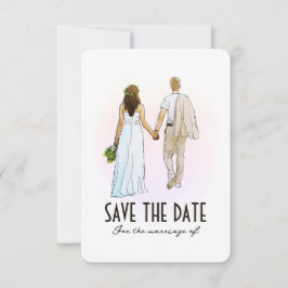 Eenvoudig modern koppel Flat Save The Date Kaart