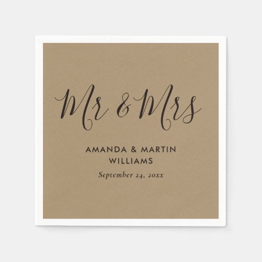 Eenvoudig modern Kraft Script Weddenschap Servet (Voorkant)
