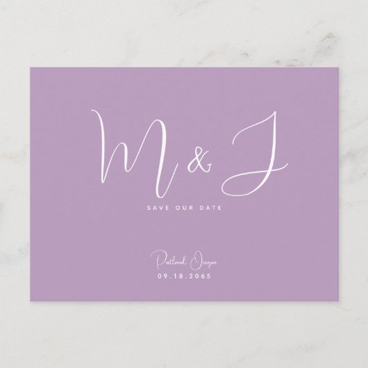 Eenvoudig Modern Lavender Weddenschap Save the Dat Briefkaart (Voorkant)