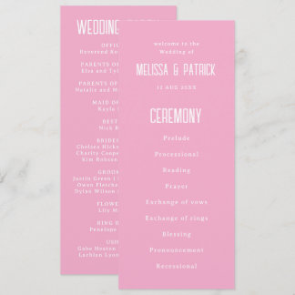 Eenvoudig Modern Licht Elegant Roze Bruiloft Programma