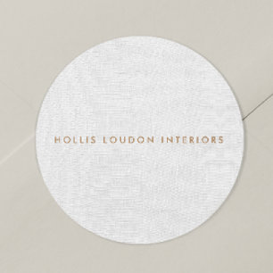 Eenvoudig, modern, lichtgrijs linnen "look" ronde sticker