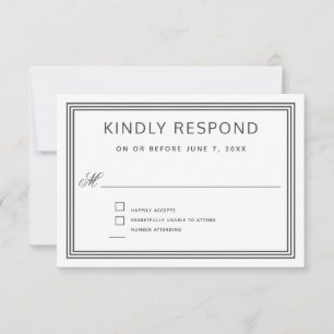 Eenvoudig Modern Lijst Elegant Bruiloft RSVP Kaartje