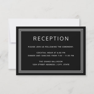Eenvoudig modern Lijst Elegant Zwart Receptie Kaar RSVP Kaartje