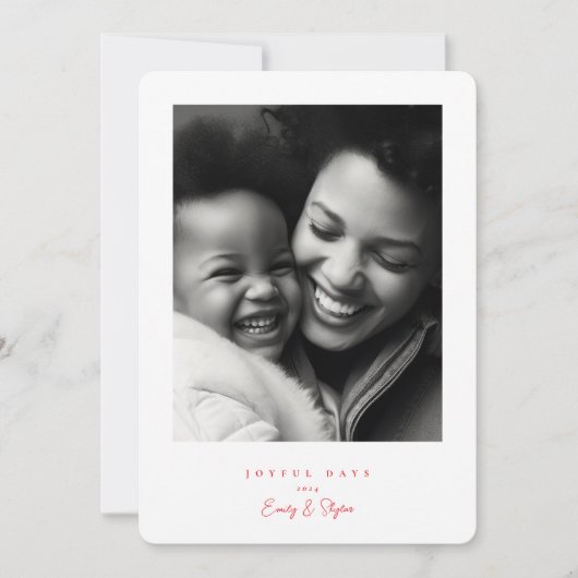 Eenvoudig modern lijst vrolijk rood & wit kerst feestdagenkaart (Voorkant)