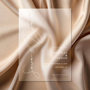 Eenvoudig Modern Manuscript Weddenschap sparen de Acryl Uitnodigingen