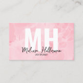 Eenvoudig Modern Marmeren Blush Roze Monogram Visitekaartje (Voorkant)