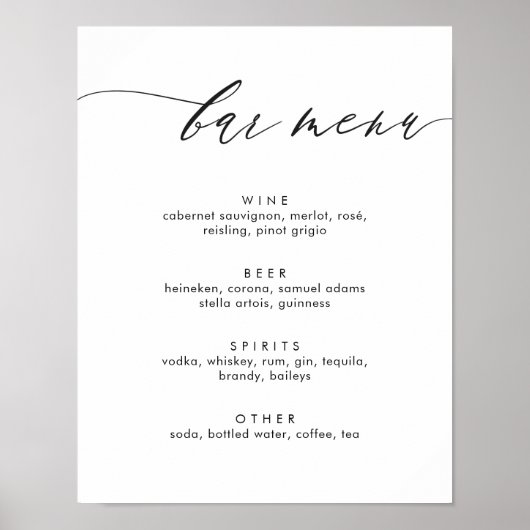 Eenvoudig modern menu met kalligrafie poster (Voorkant)