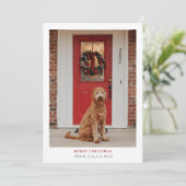 Eenvoudig Modern Merry Kerstmis | Dog-fotokaart Bedankkaart (Staand voorkant)