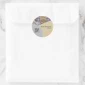 Eenvoudig Modern met Abstracte Accenten QR Code Lo Ronde Sticker (Tas)