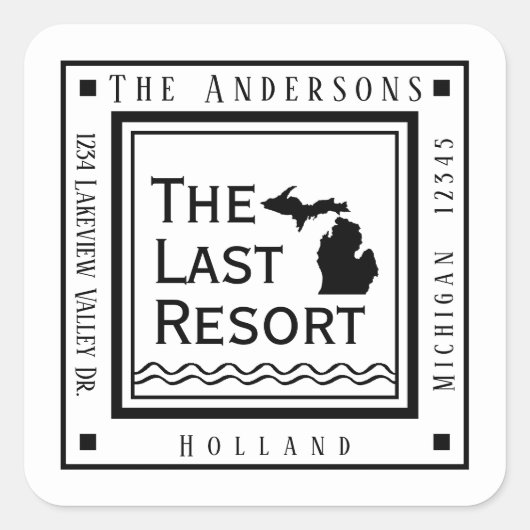 Eenvoudig Modern Michigan retouradres Vierkante Sticker (Voorkant)