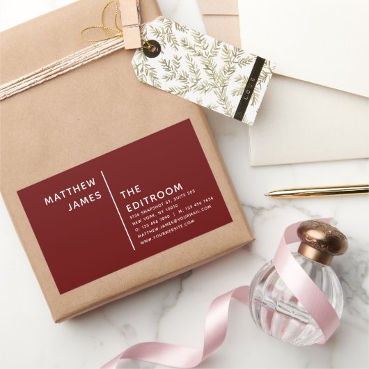 Eenvoudig Modern Minimaal Bourgogne Wit Rechthoekige Sticker (Geschenken)