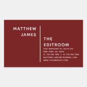 Eenvoudig Modern Minimaal Bourgogne Wit Rechthoekige Sticker (Voorkant)