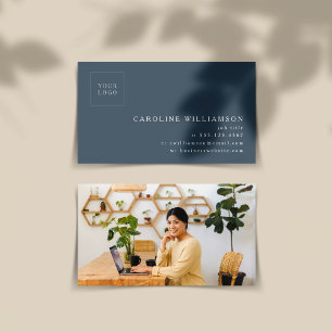 Eenvoudig Modern Minimaal Donkerblauw Logo Foto Visitekaartje