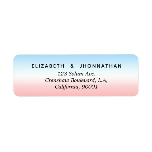 Eenvoudig Modern Minimal Blauw Roze en Wit Gradiën Etiket (Voorkant)